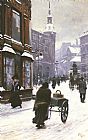 Famous Winter Paintings - A Street Scene In Winter, Copenhagen